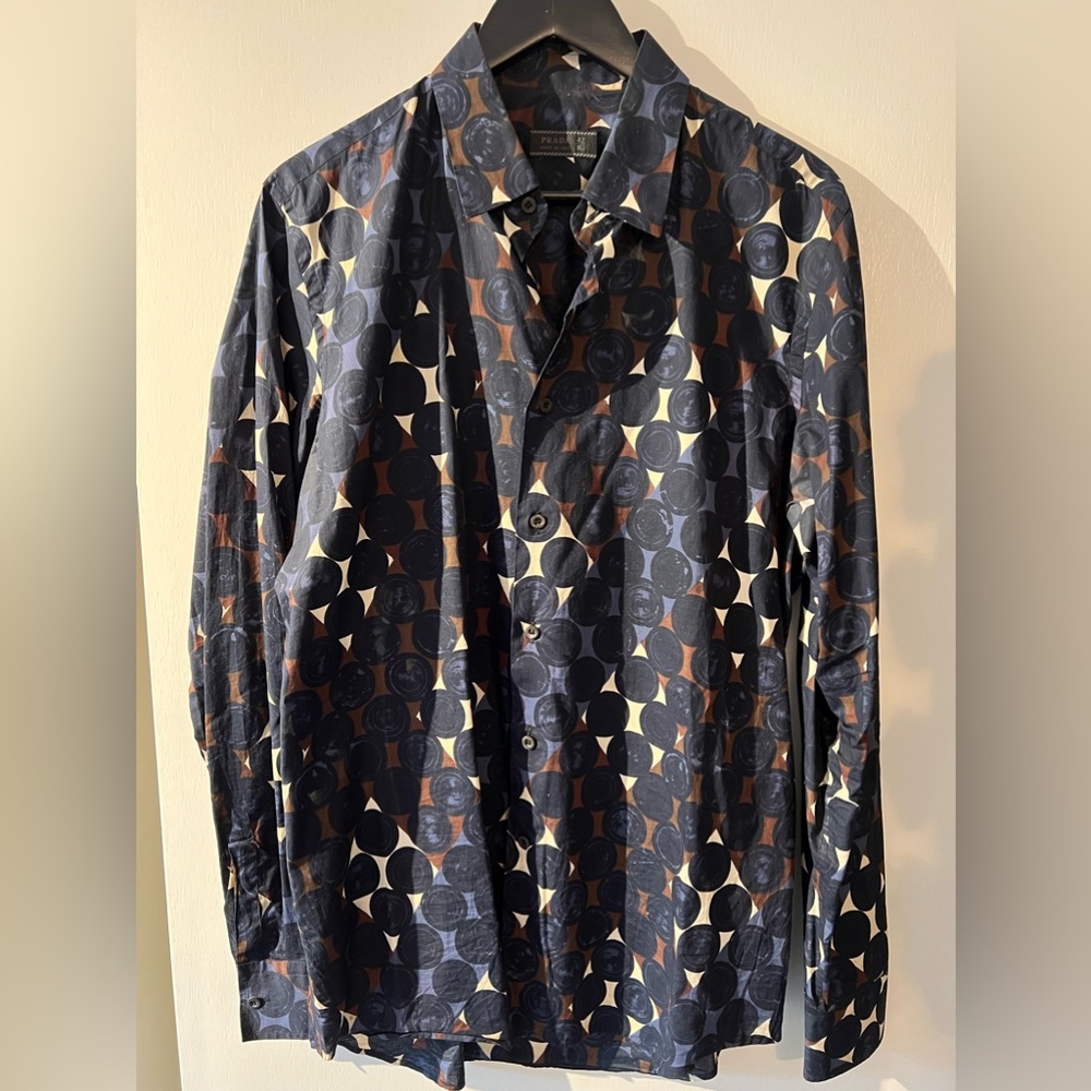 Prada pattern button up dress shirt